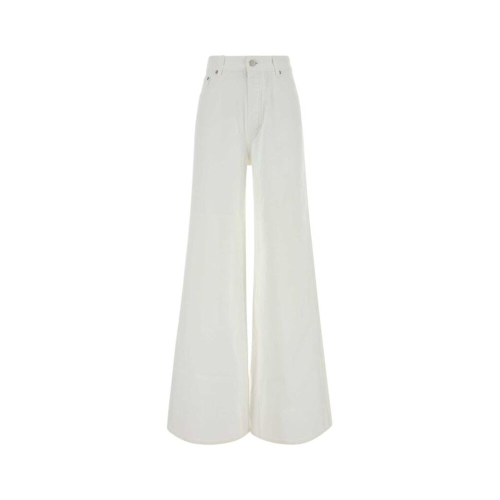 Alaia Women White Denim Wide-Leg Jeans